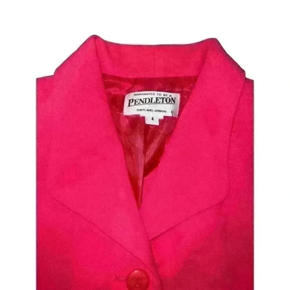 VINTAGE PENDLETON Wool MADE IN USA Jacket Blazer Pink Preppy Short Sleeves Sz 4 - Picture 6 of 7